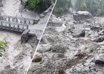 मनाङमा भीषण वर्षा : बेलिब्रिज र विद्युत्‌गृह बगायो, गाउँ डुबानमा