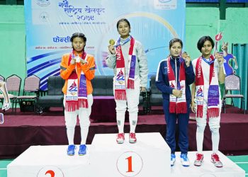 नवौँ राष्ट्रिय खेलकुद : फेन्सिङमा राजेन्द्र, रमा र ओमकारलाई स्वर्ण पदक